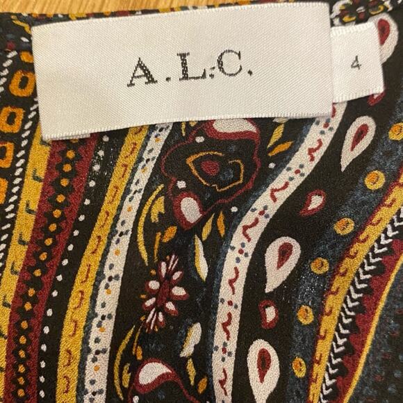 A.L.C. Vicki Scarf Paisley Print Silk Dress Handkerchief Hem 4 - Picture 7 of 9